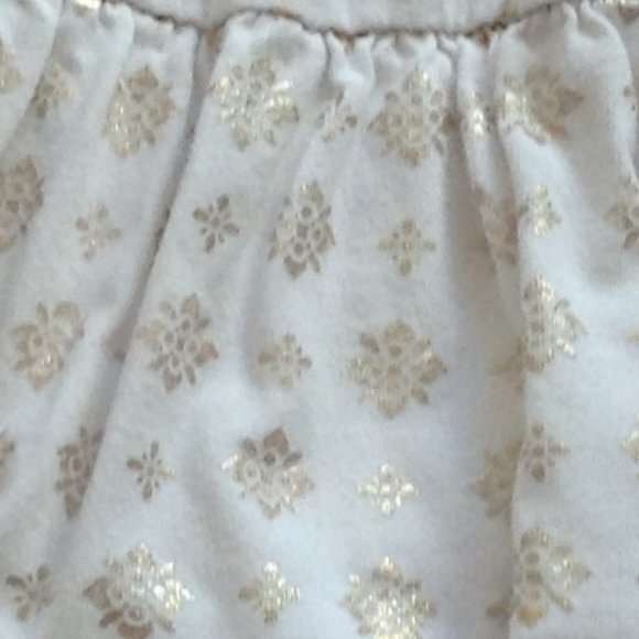 Gymboree Girls Skort, Double Ruffle, White with Gold Foil Pattern, Sz. 7 - Picture 5 of 9